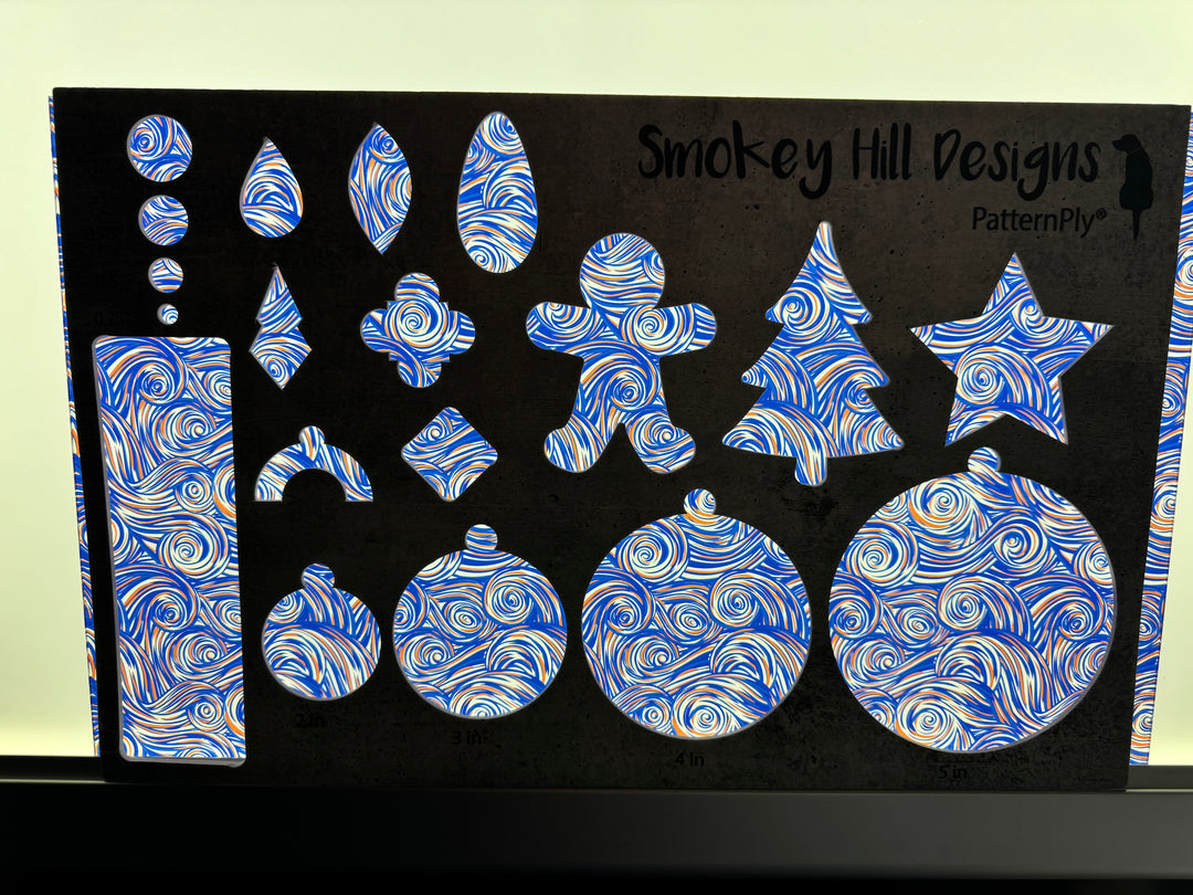 PatternPly® Acrylic Transparent Blue and Orange Swirls