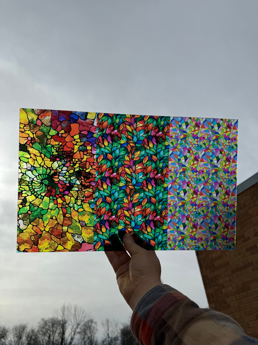 PatternPly® Transparent Bestselling Stained Glass Trio sheet showing the pattern