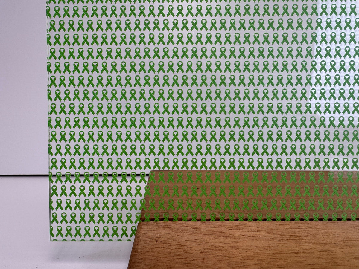 PatternPly® Scattered Mini Lime Green Ribbons sheet showing the pattern