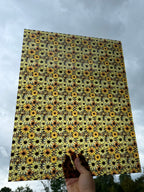 PatternPly® 19x24" Transparent Black Eyed Susan Stained Glass Original Scale sheet showing the pattern