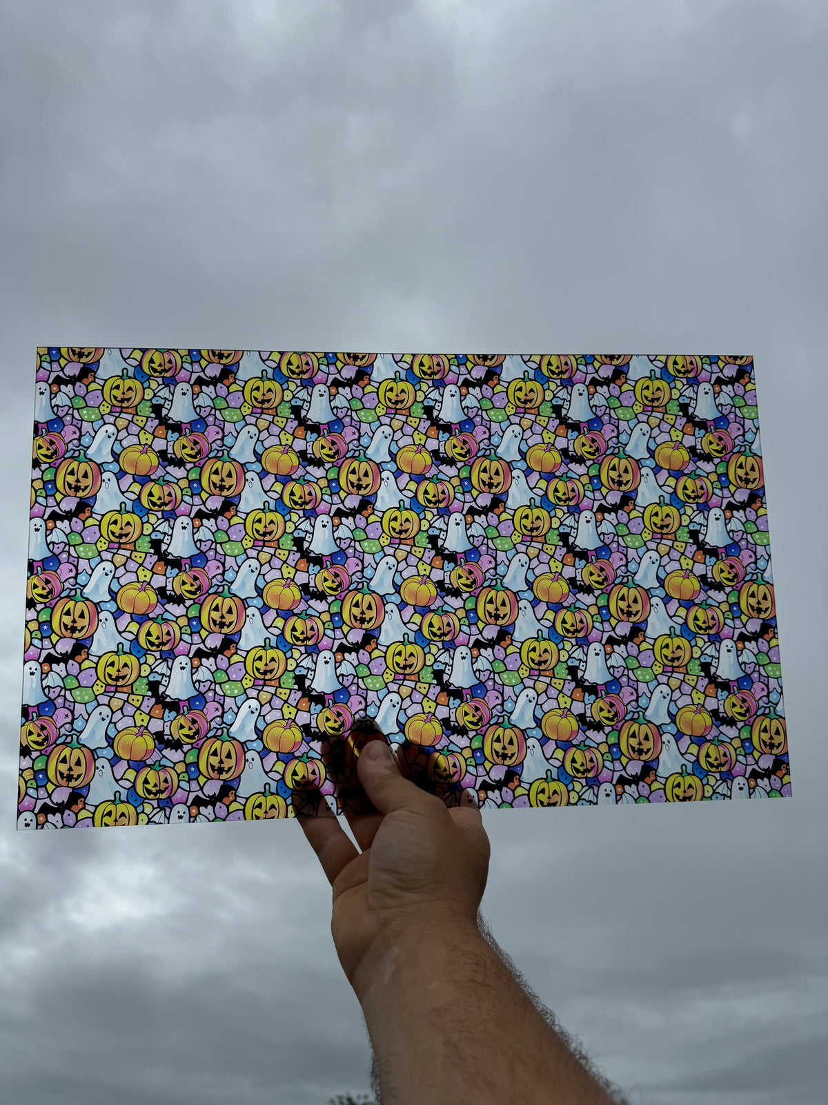 PatternPly® Transparent Pastel Halloween Stained Glass sheet showing the pattern