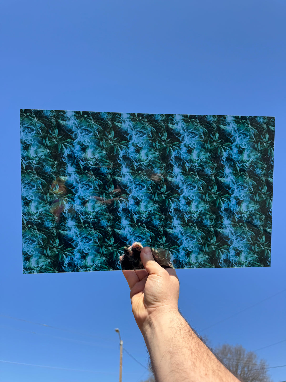 PatternPly® Transparent Marijuana Leaves and Smoke sheet showing the pattern