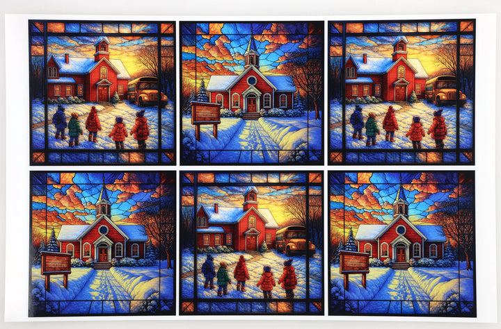 PatternPly® Full Coverage Schoolhouse In Winter Large