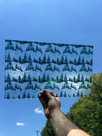 PatternPly® Transparent Stained Glass Snowy Hills sheet showing the pattern