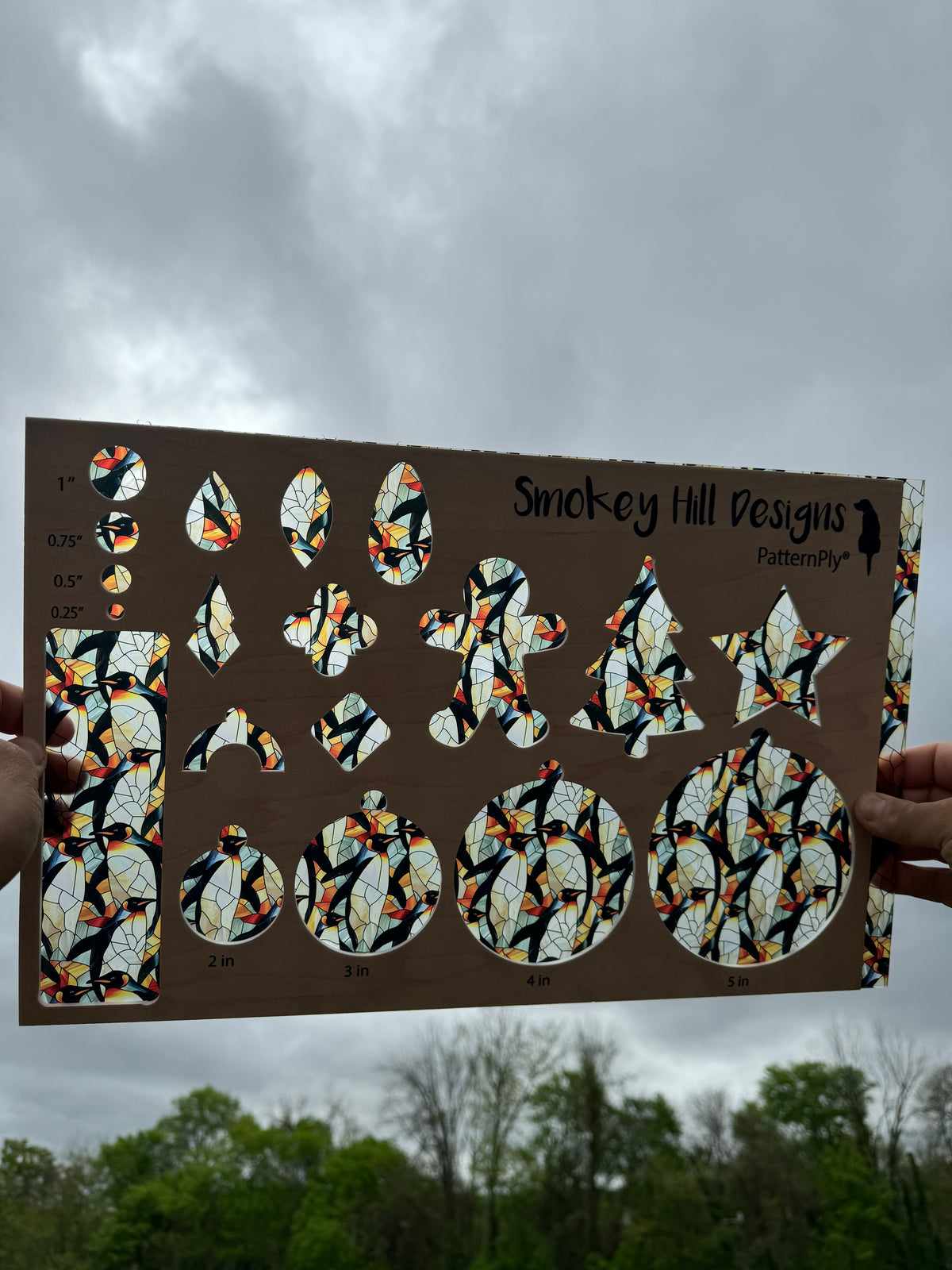 PatternPly® Transparent Stained Glass Penguins Large product photo 2