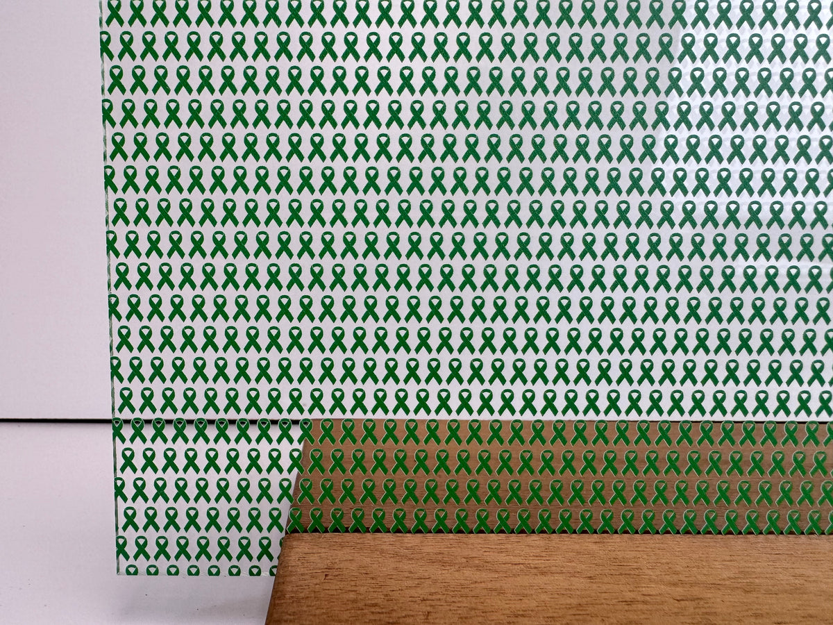 PatternPly® Scattered Mini Green Ribbons sheet showing the pattern