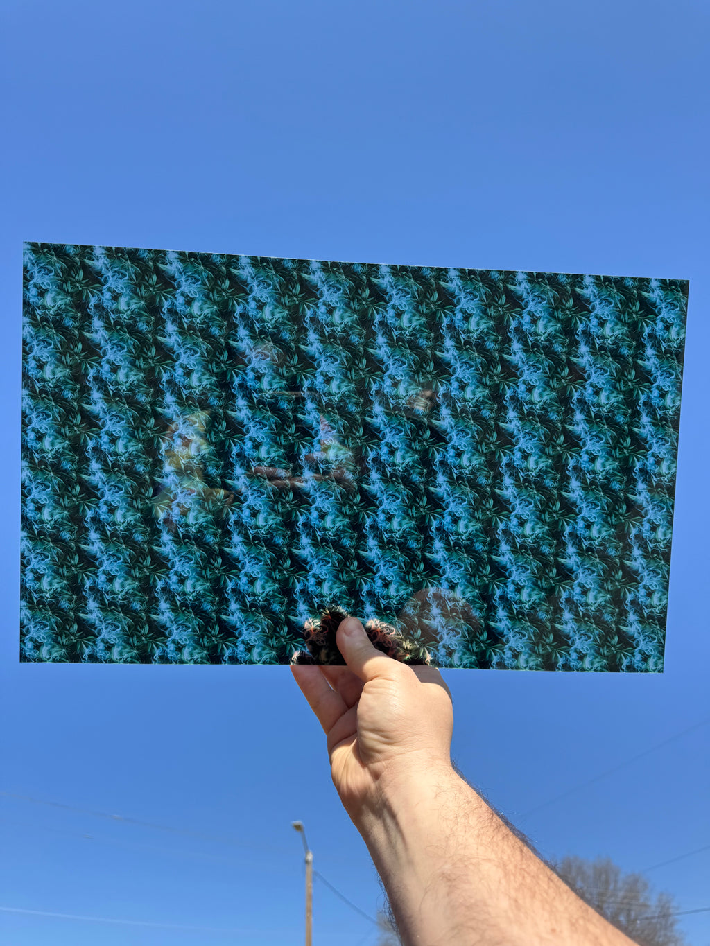 PatternPly® Transparent Mini Marijuana Leaves and Smoke sheet showing the pattern