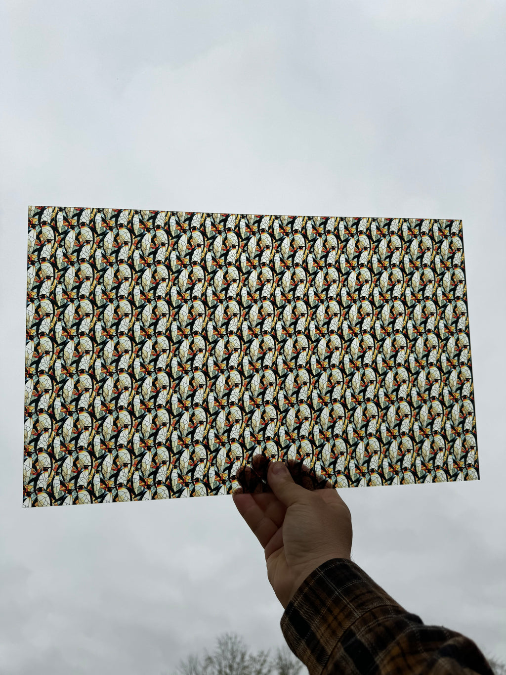 PatternPly® Transparent Stained Glass Penguins sheet showing the pattern
