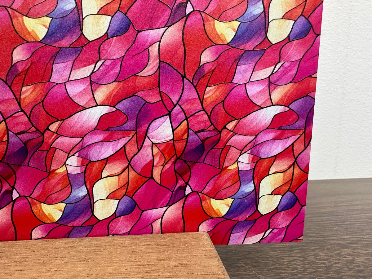 PatternPly® Full Coverage Sunset Colors Stained Glass sheet showing the pattern