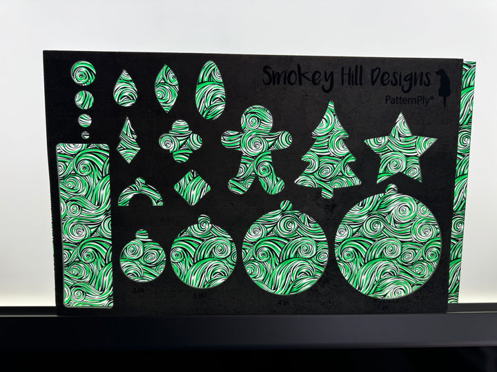 PatternPly® Acrylic Transparent Green and Black Swirls