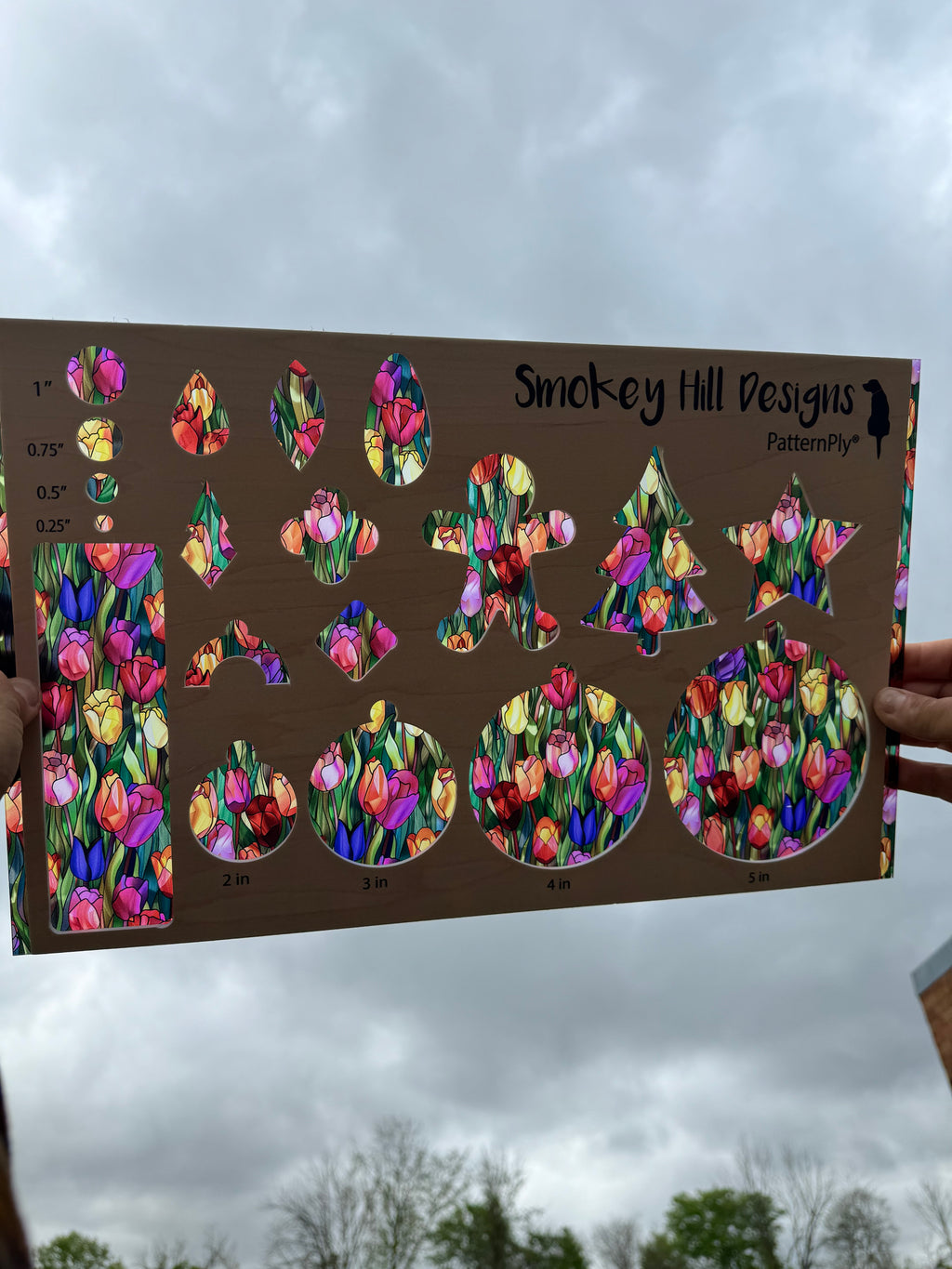 PatternPly® Transparent Stained Glass Colorful Tulips Large product photo 2