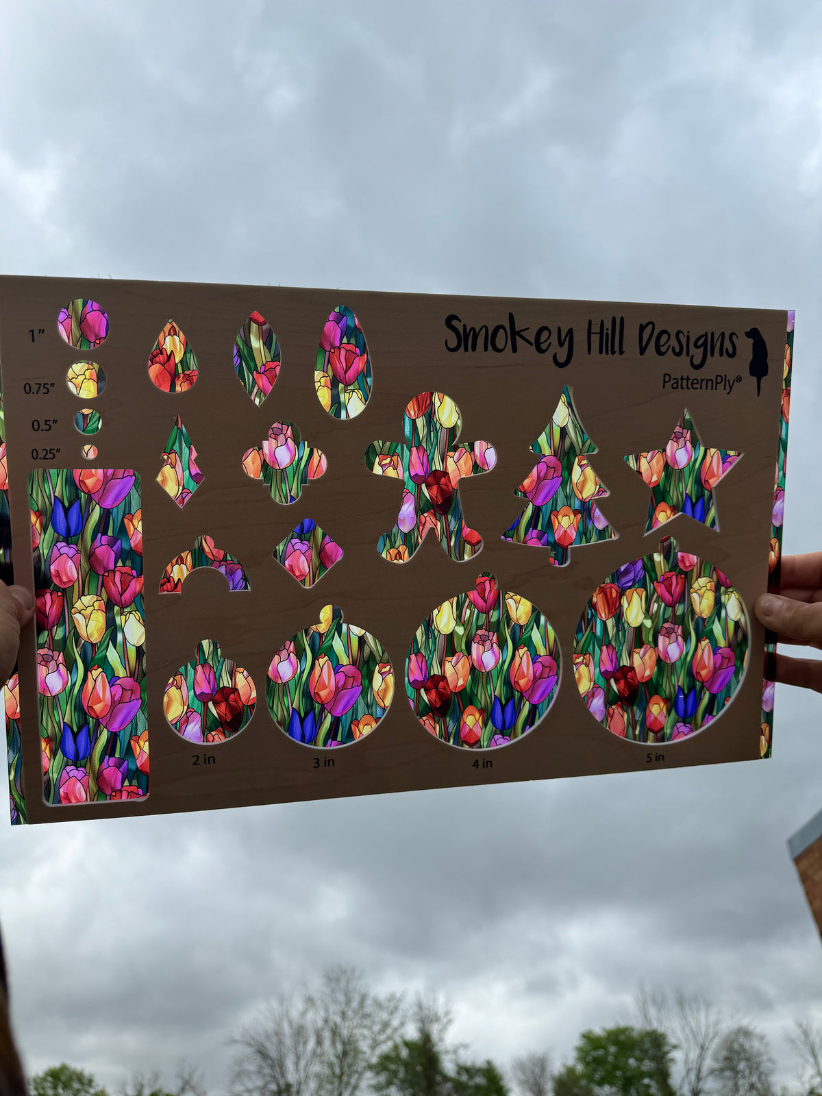 PatternPly® Transparent Stained Glass Colorful Tulips Large product photo 2