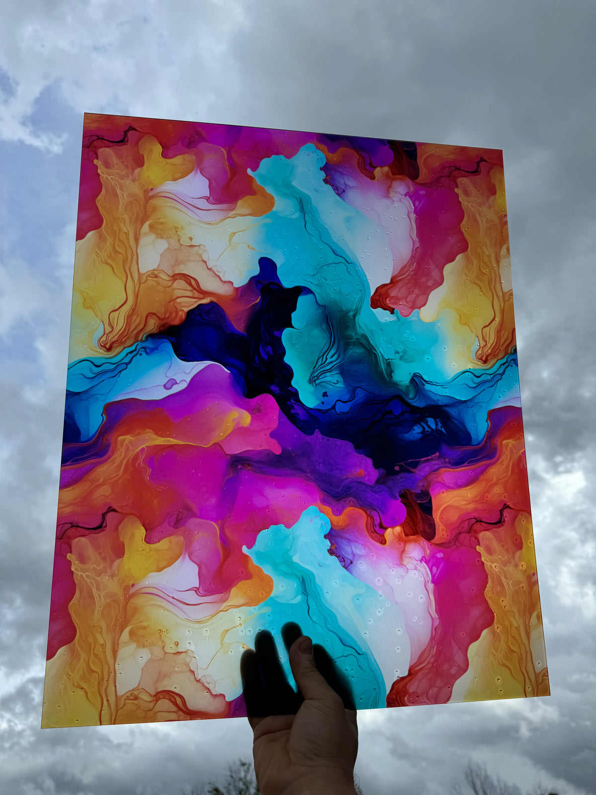 PatternPly® 19x24" Transparent Bright Flow XL Scale sheet showing the pattern