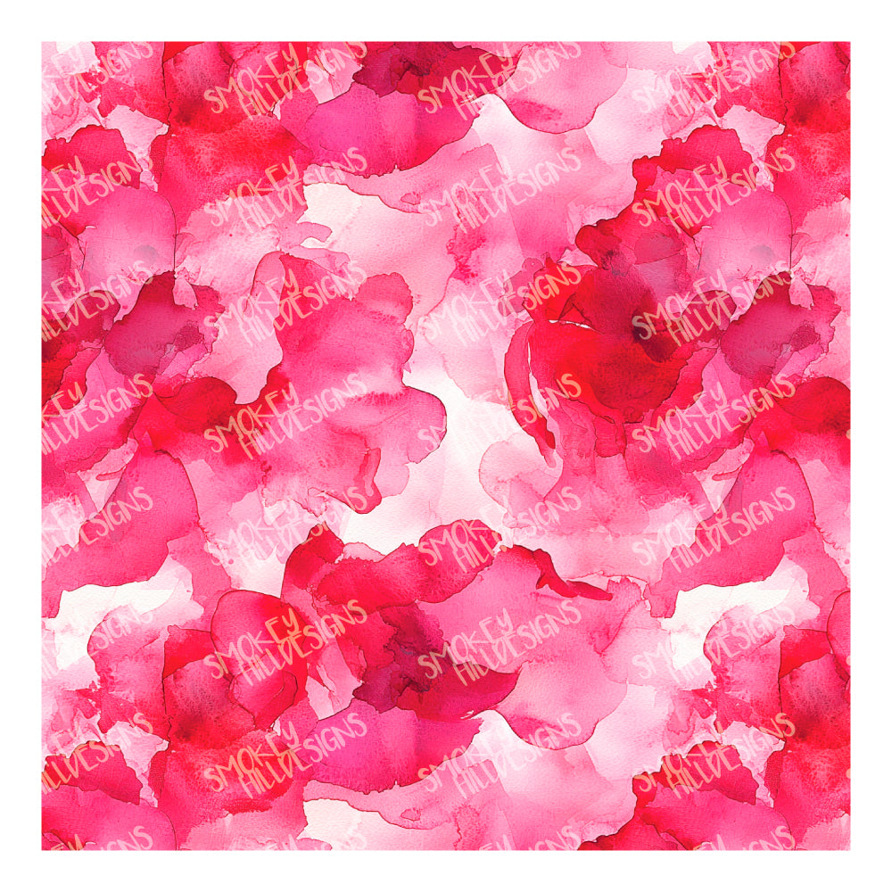 PatternPly® Transparent Abstract Hot Pink Blooms sheet showing the pattern
