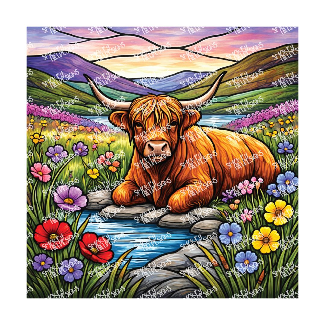 PatternPly® Full Coverage Animals and Wildlife Volume 1 Highland Cows 1 art scene artwork