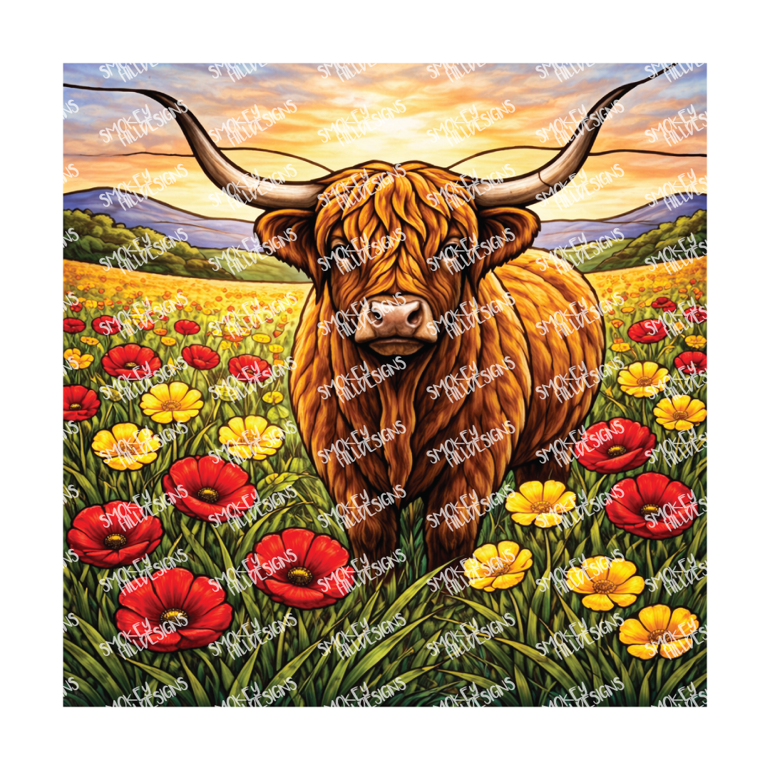 PatternPly® Transparent Animals and Wildlife Volume 1 Highland Cows 32 art scene artwork