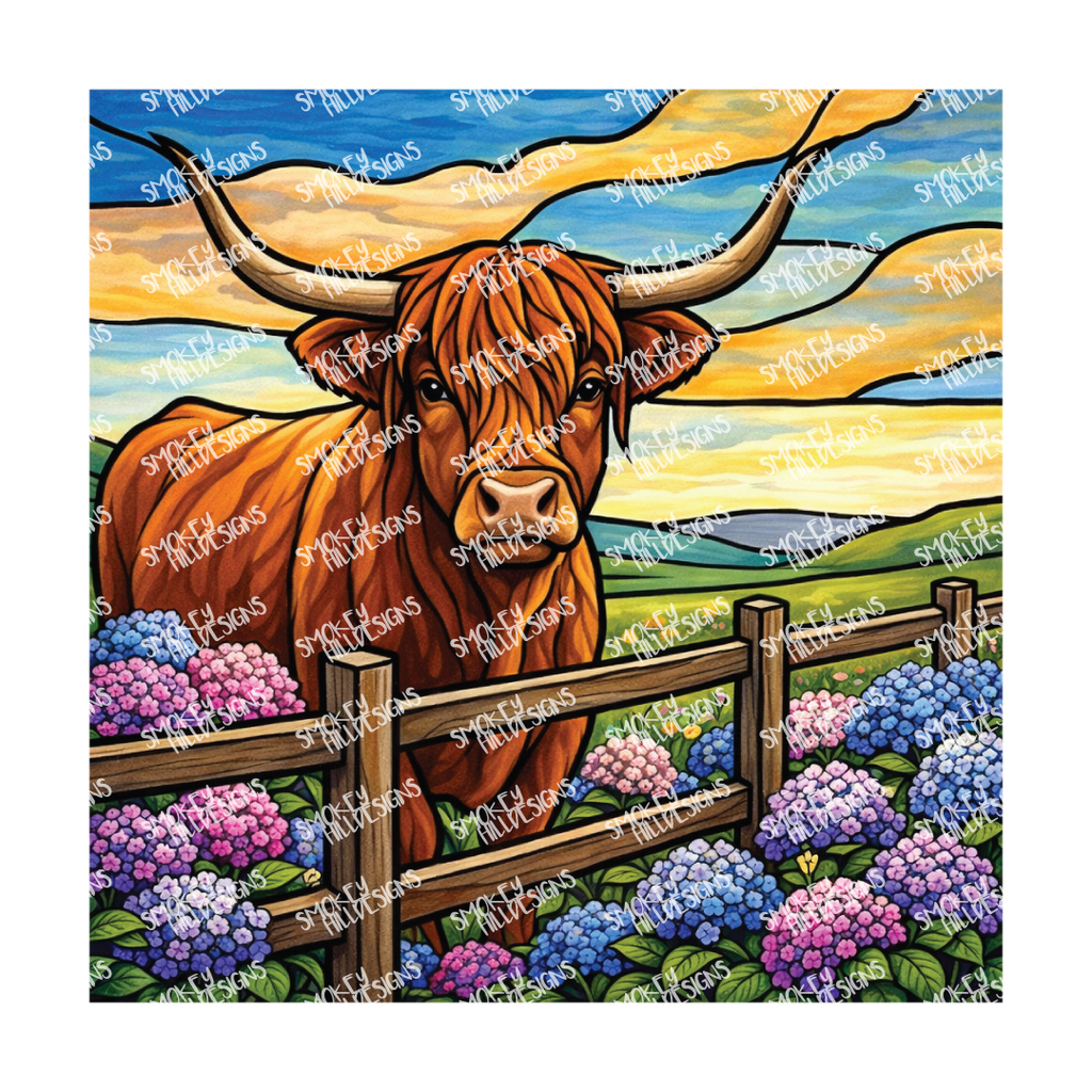 PatternPly® Transparent Animals and Wildlife Volume 1 Highland Cows 6 art scene artwork