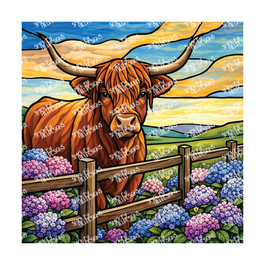 PatternPly® Transparent Animals and Wildlife Volume 1 Highland Cows 6 art scene artwork