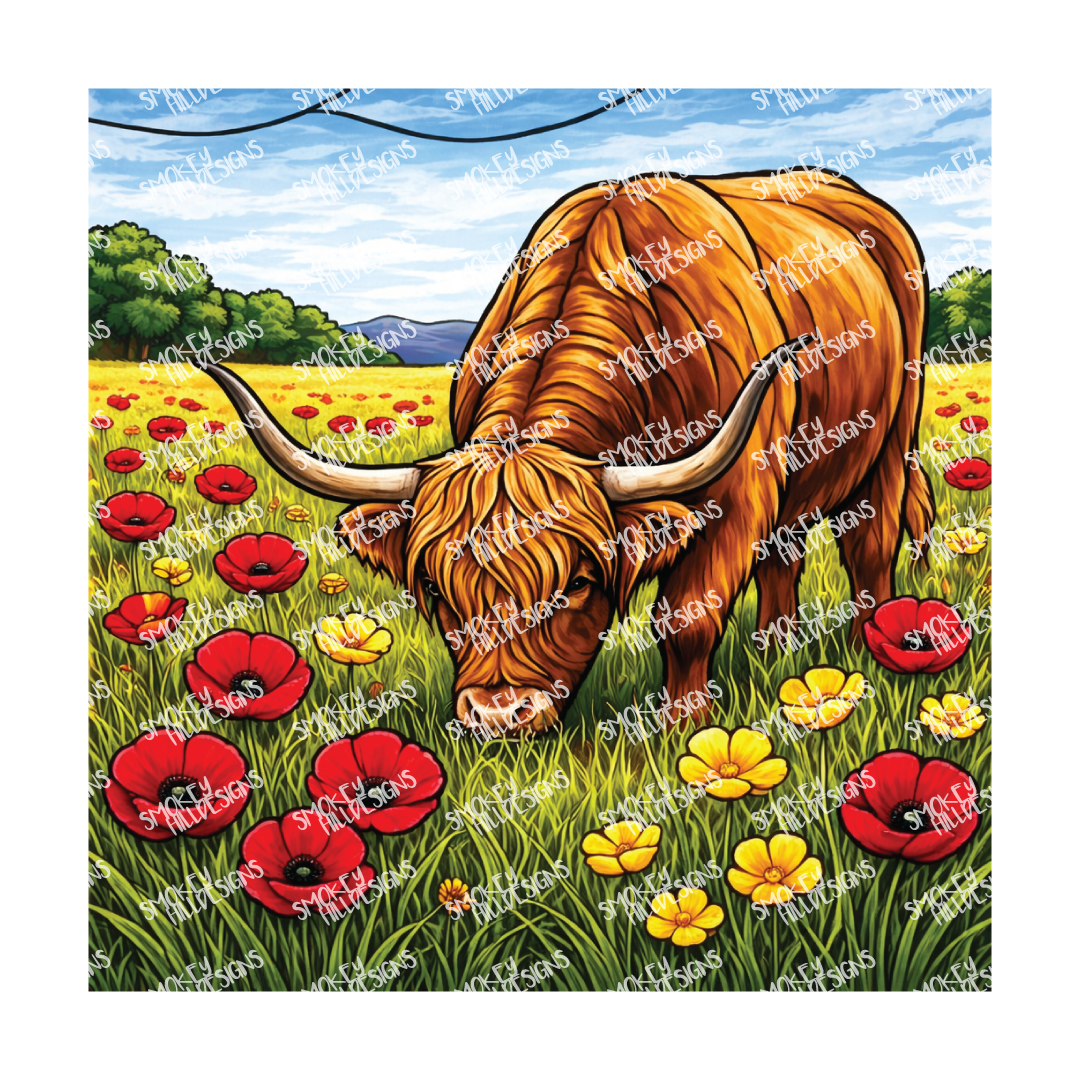 PatternPly® Transparent Animals and Wildlife Volume 1 Highland Cows 7 art scene artwork