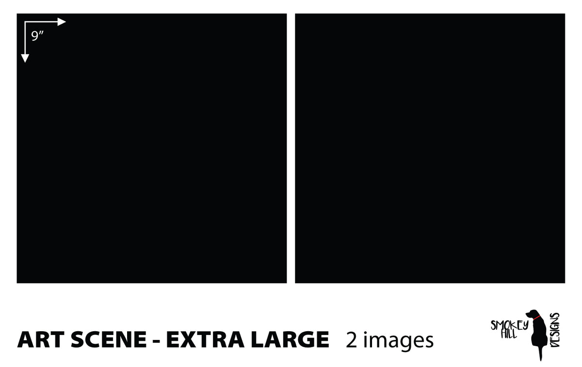 Art scene size template: Extra Large, 2 images of 9 in on one sheet