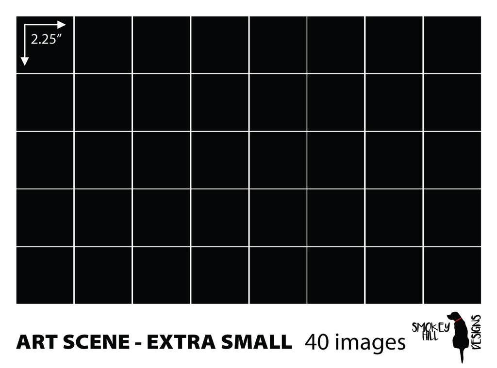 Art scene size template: Extra Small, 40 images of 2.25 in on one sheet