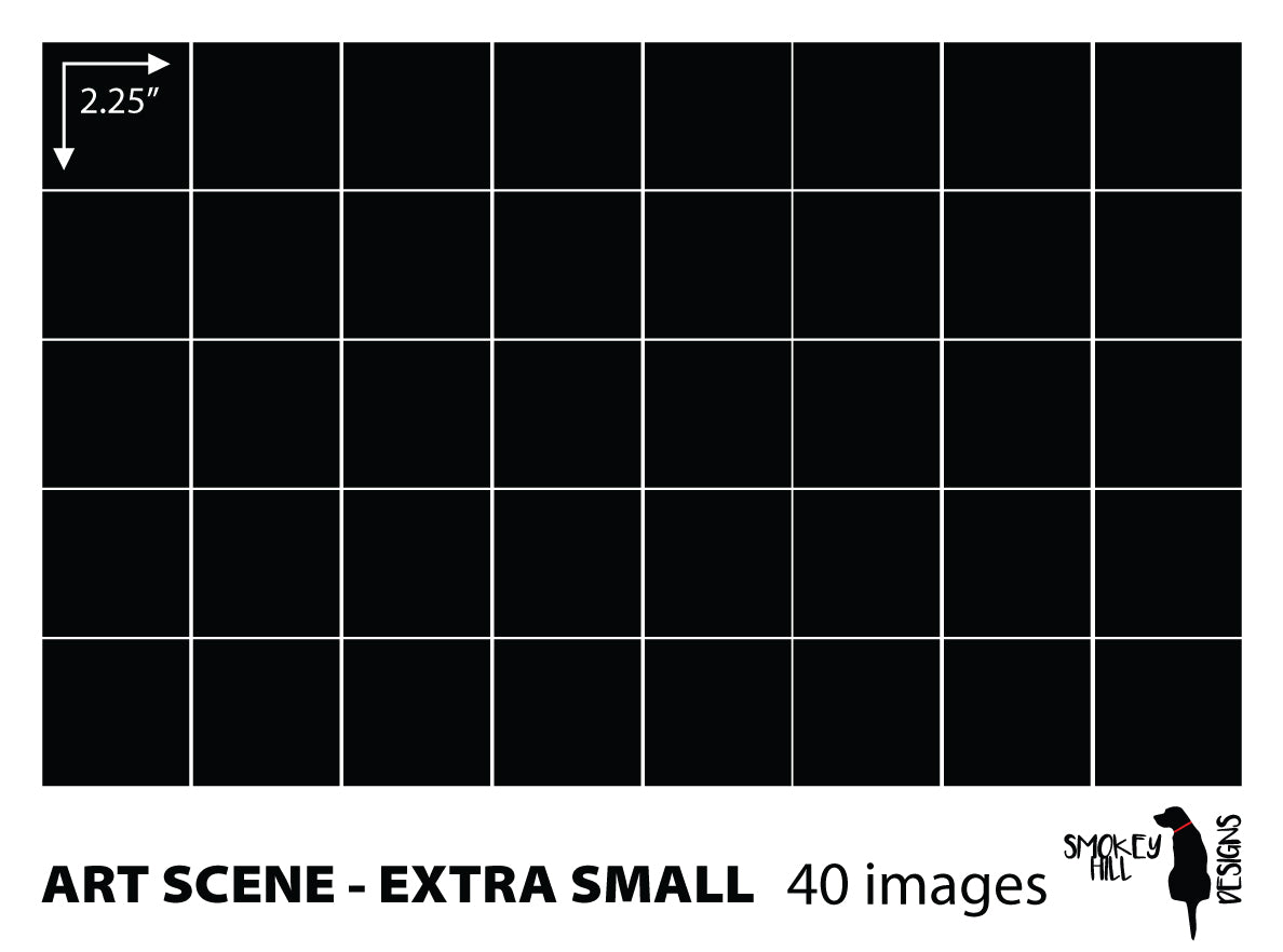 Art scene size template: Extra Small, 40 images of 2.25 in on one sheet