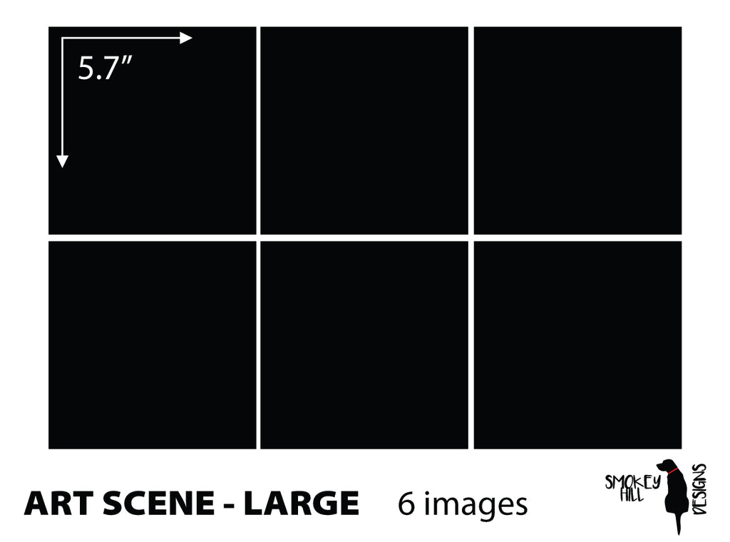 Art scene size template: Large, 6 images of 5.7 in on one sheet
