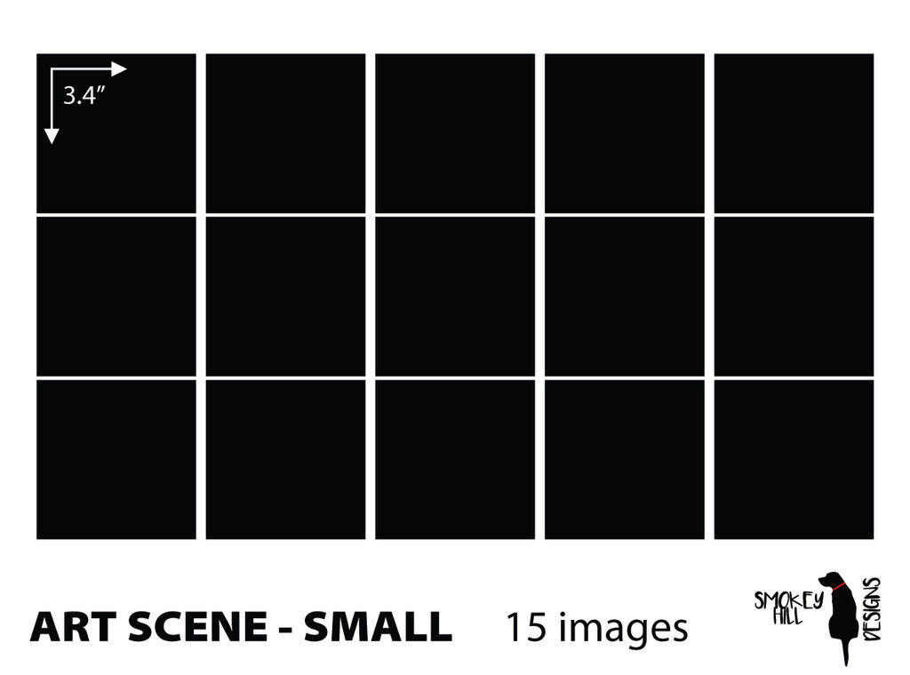 Art scene size template: Small, 15 images of 3.4 in on one sheet