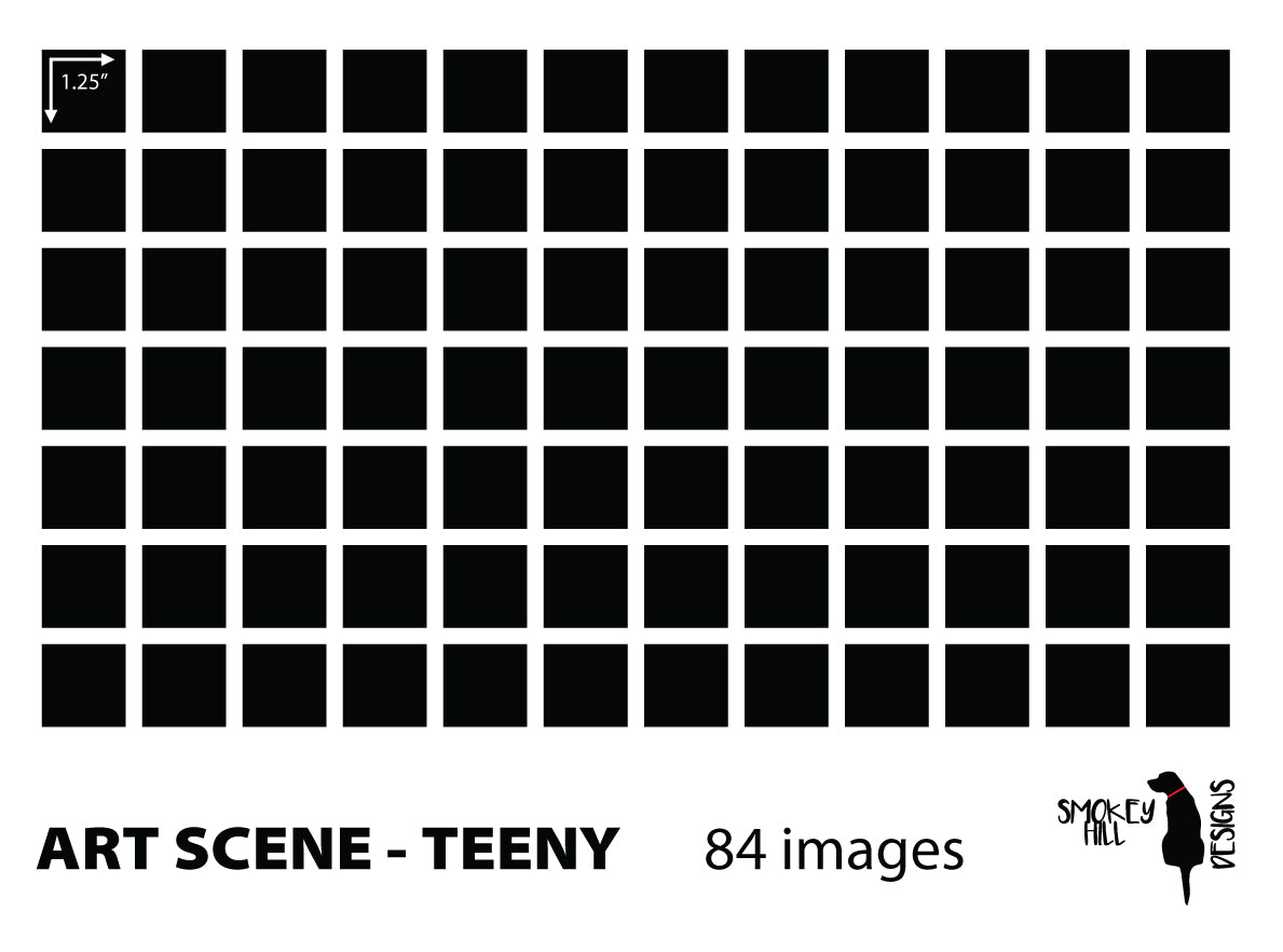 Art scene size template: Teeny, 84 images of 1.25 in on one sheet