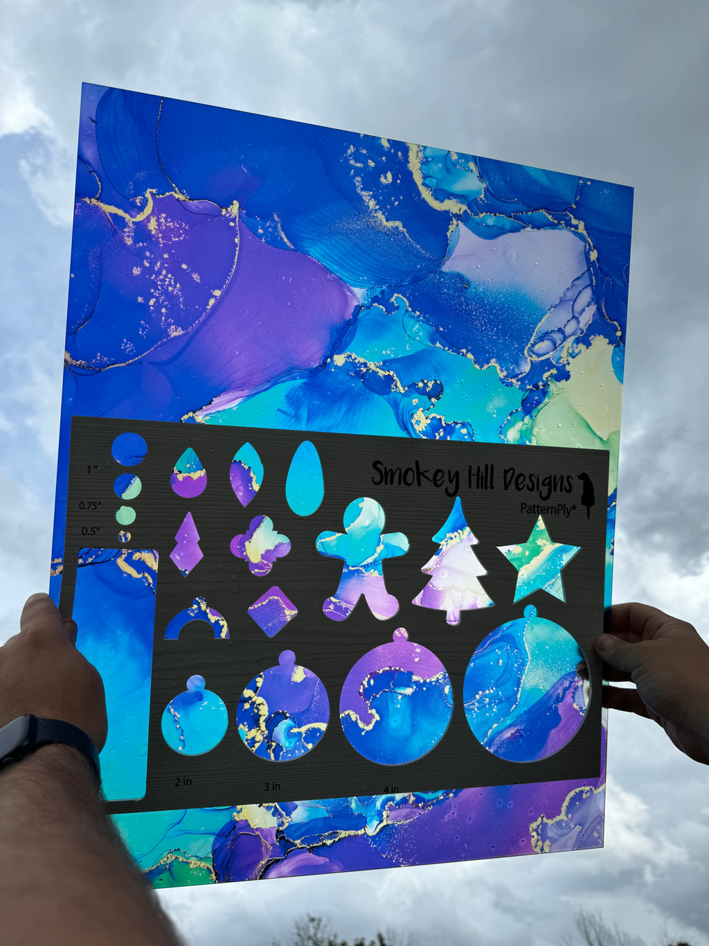 PatternPly® 19x24" Transparent Blue and Purple Paint Swirls XL Scale product photo 2