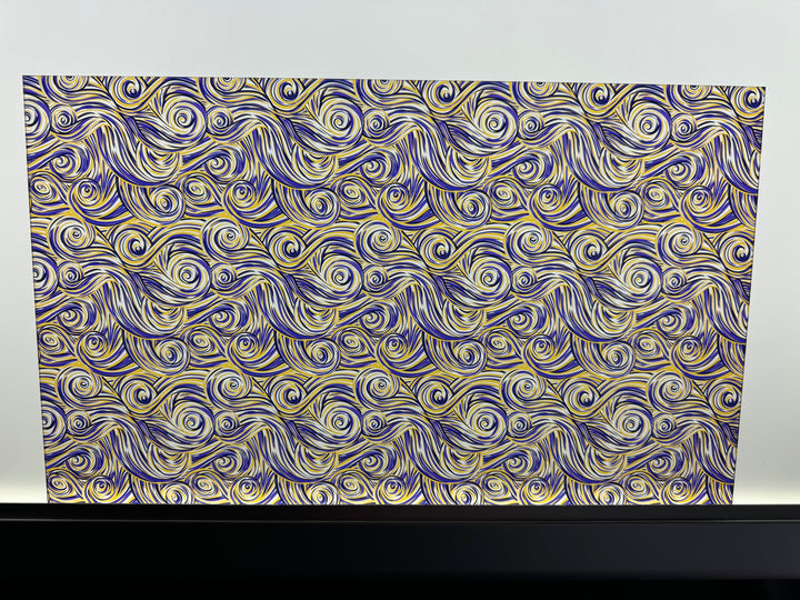 PatternPly® Acrylic Transparent Purple and Gold Swirls