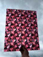PatternPly® 19x24" Transparent Black and Red Hearts XL Scale sheet showing the pattern
