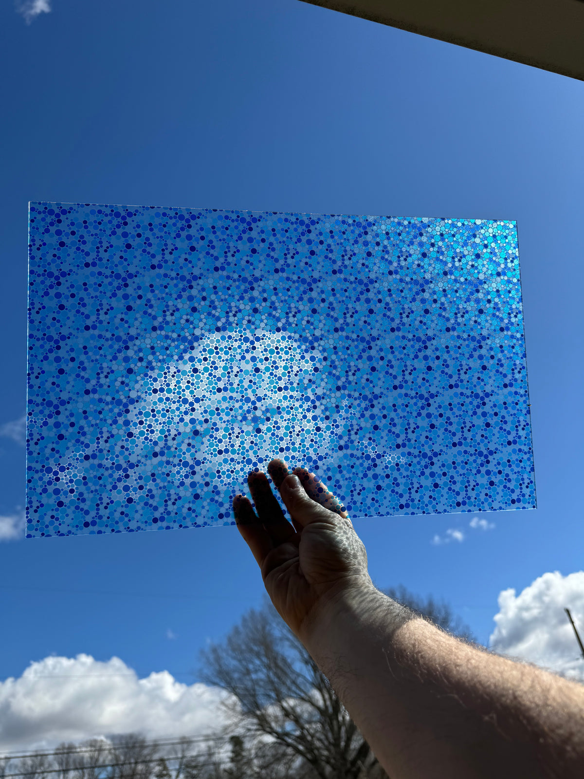 PatternPly® Transparent Micro Blue Bubbles sheet showing the pattern