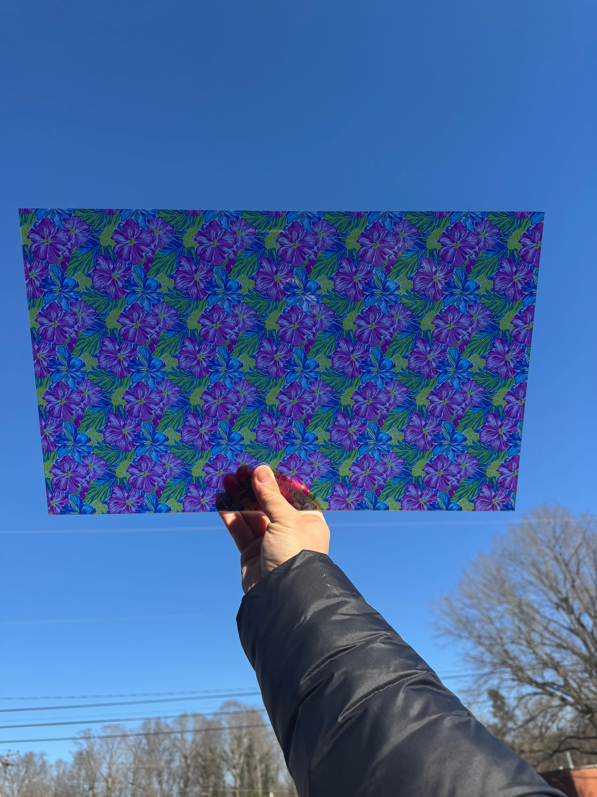 PatternPly® Transparent Preppy Hibiscus LARGE sheet showing the pattern