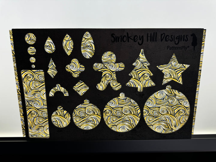 PatternPly® Acrylic Transparent Gold and Black Swirls