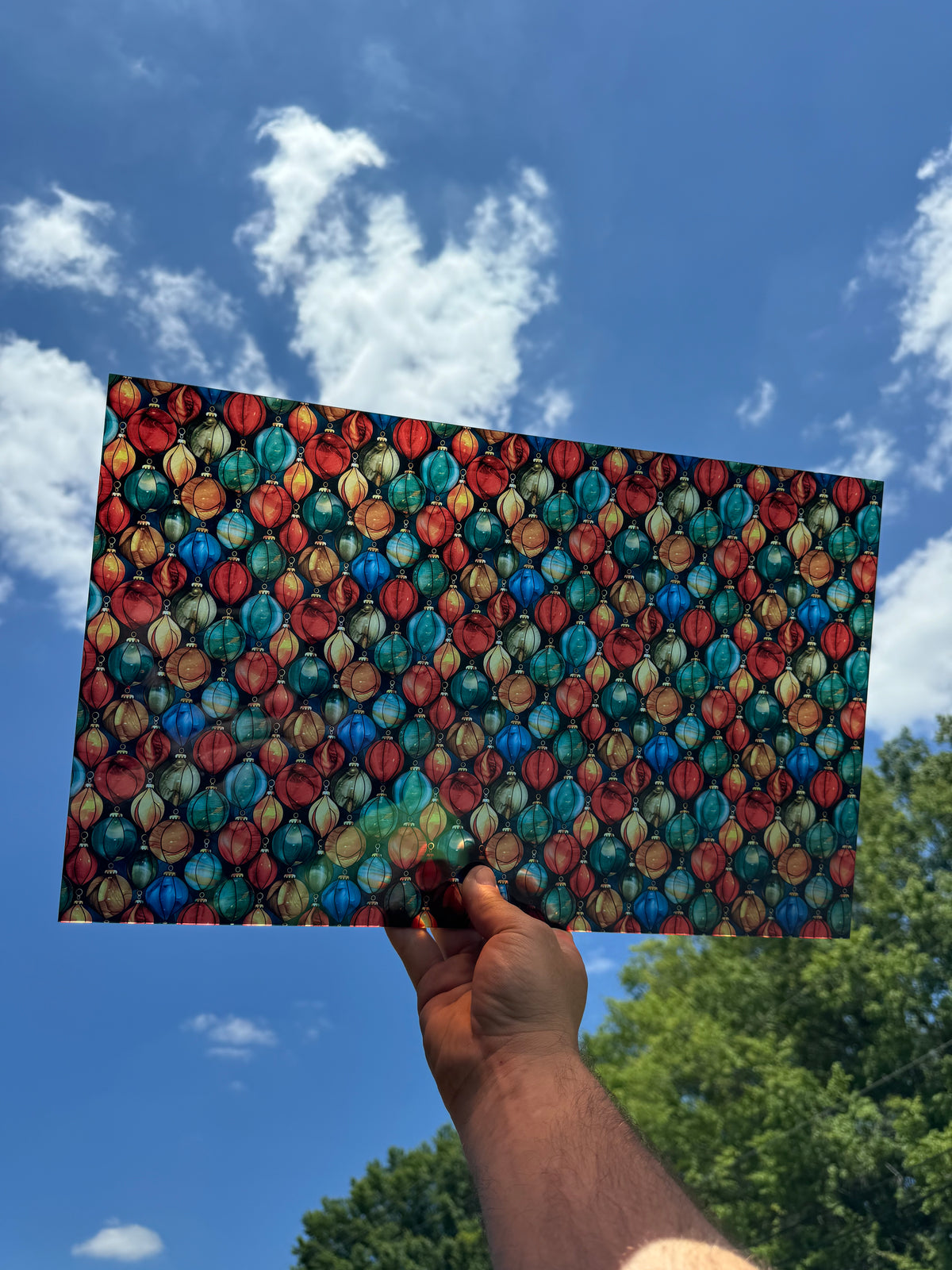 PatternPly® Transparent Stained Glass Ornaments sheet showing the pattern