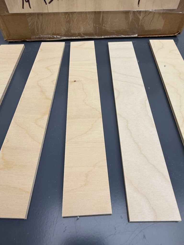 1/4 inch Baltic Birch cut-off strips close-up