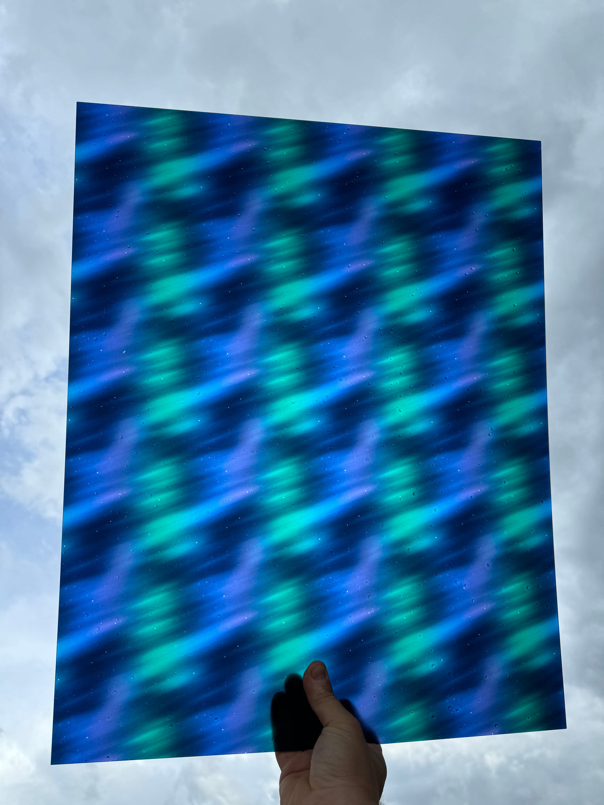 PatternPly® 19x24" Transparent Northern Lights Blur Original Scale sheet showing the pattern