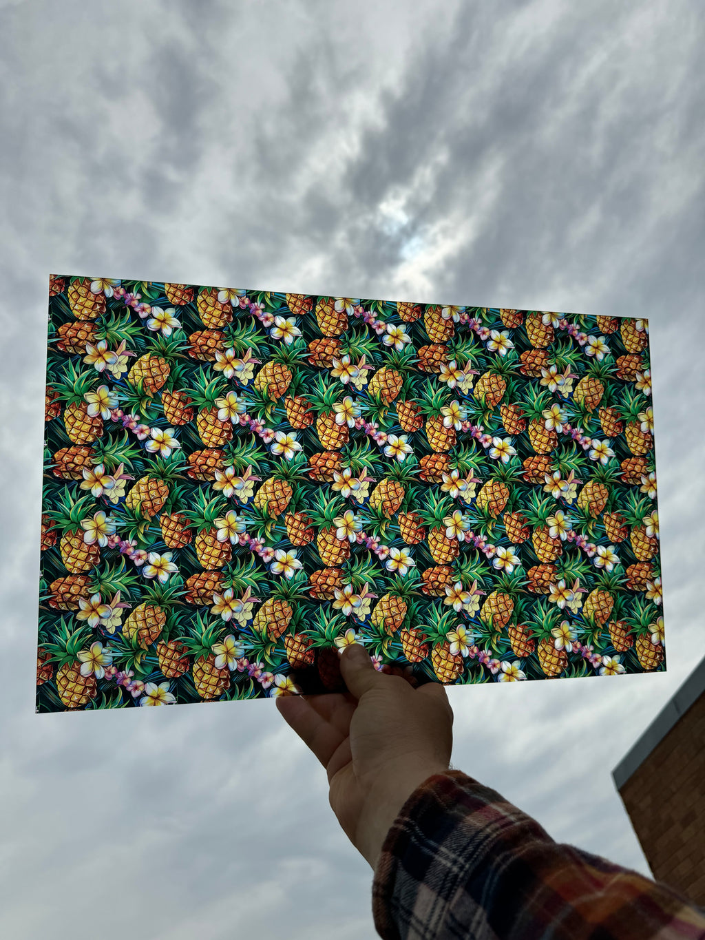 PatternPly® Transparent Stained Glass Pineapples sheet showing the pattern