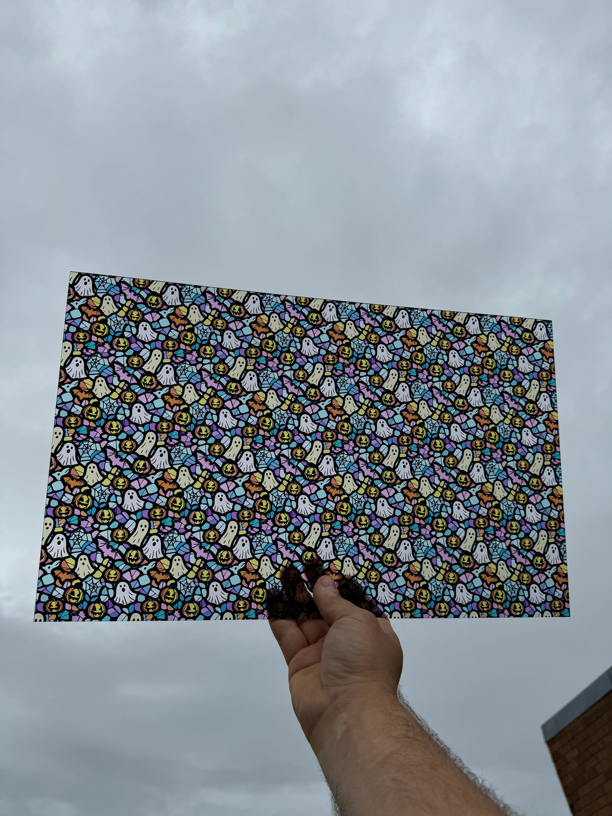PatternPly® Transparent Bold Halloween Stained Glass sheet showing the pattern