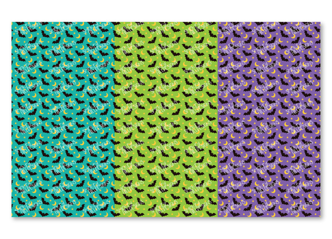 PatternPly® Full Coverage Bats and Moons Cool Tone Trio