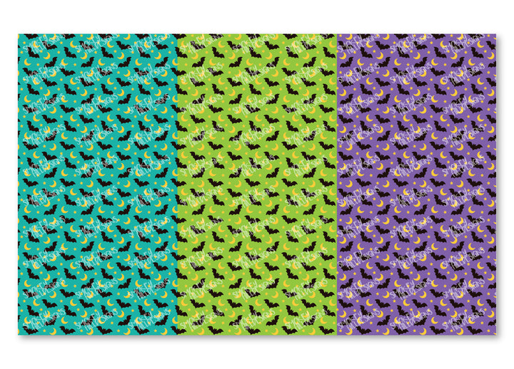 PatternPly® Full Coverage Bats and Moons Cool Tone Trio