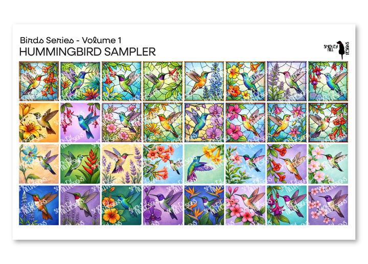 PatternPly® Full Coverage Birds Volume 1 Hummingbirds Sampler