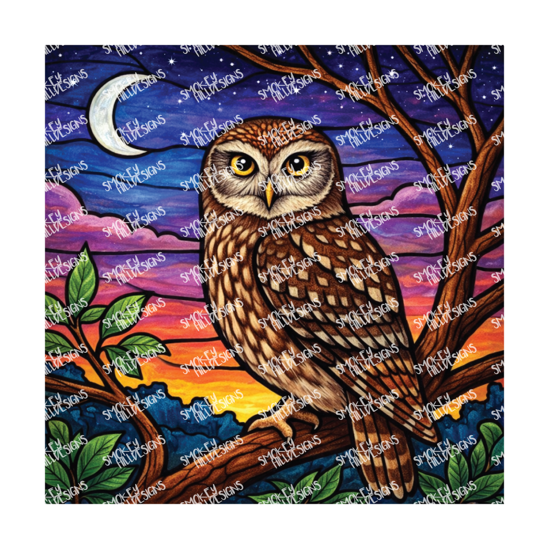 PatternPly® Full Coverage Birds Series Volume 2 Perched Owls 12 art scene artwork