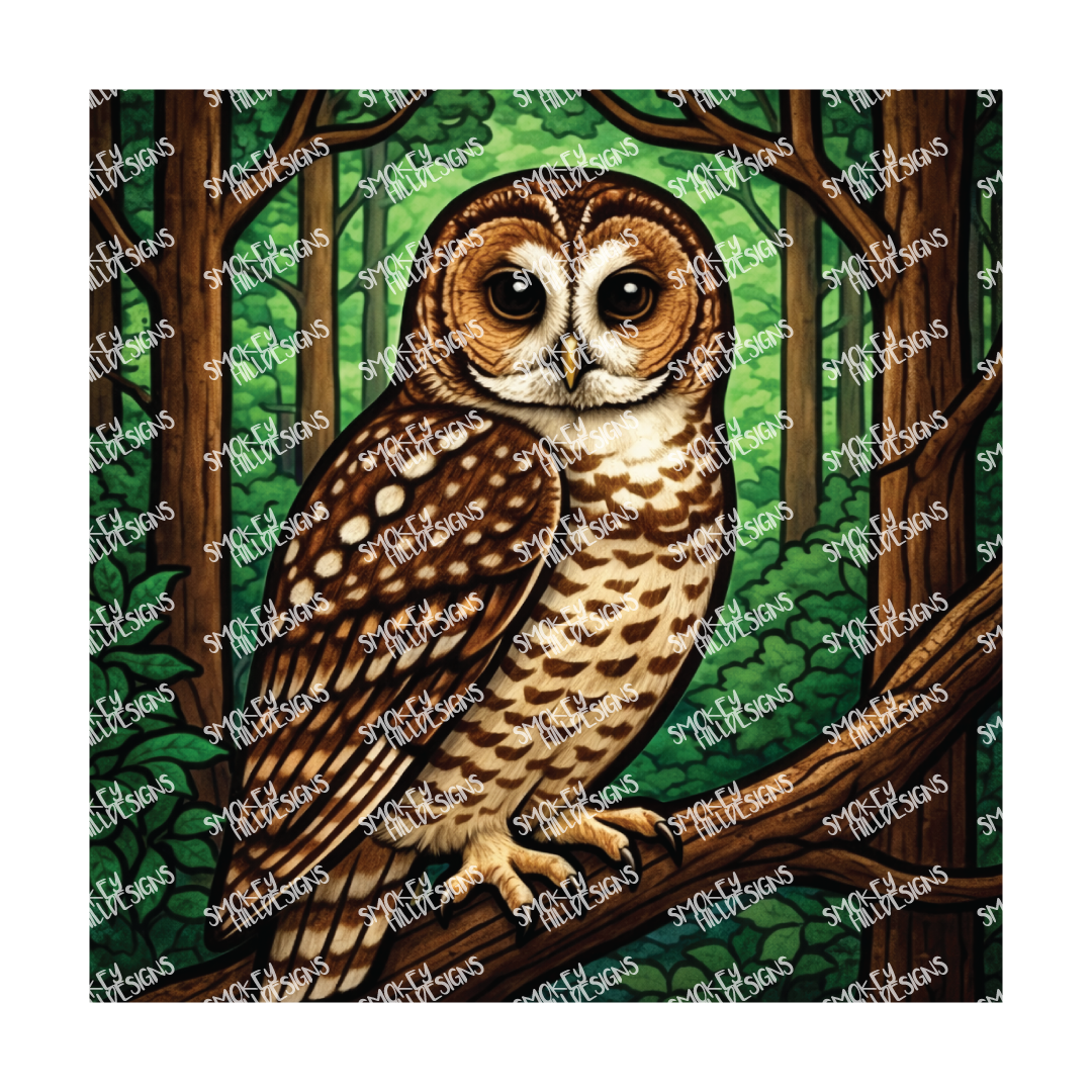 PatternPly® Full Coverage Birds Series Volume 2 Perched Owls 18 art scene artwork