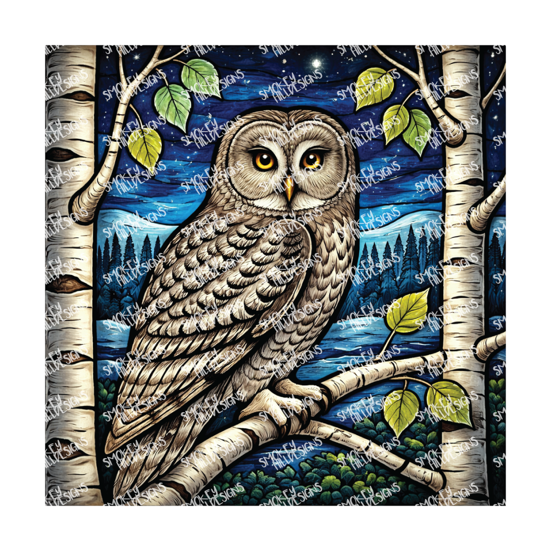 PatternPly® Full Coverage Birds Series Volume 2 Perched Owls 25 art scene artwork