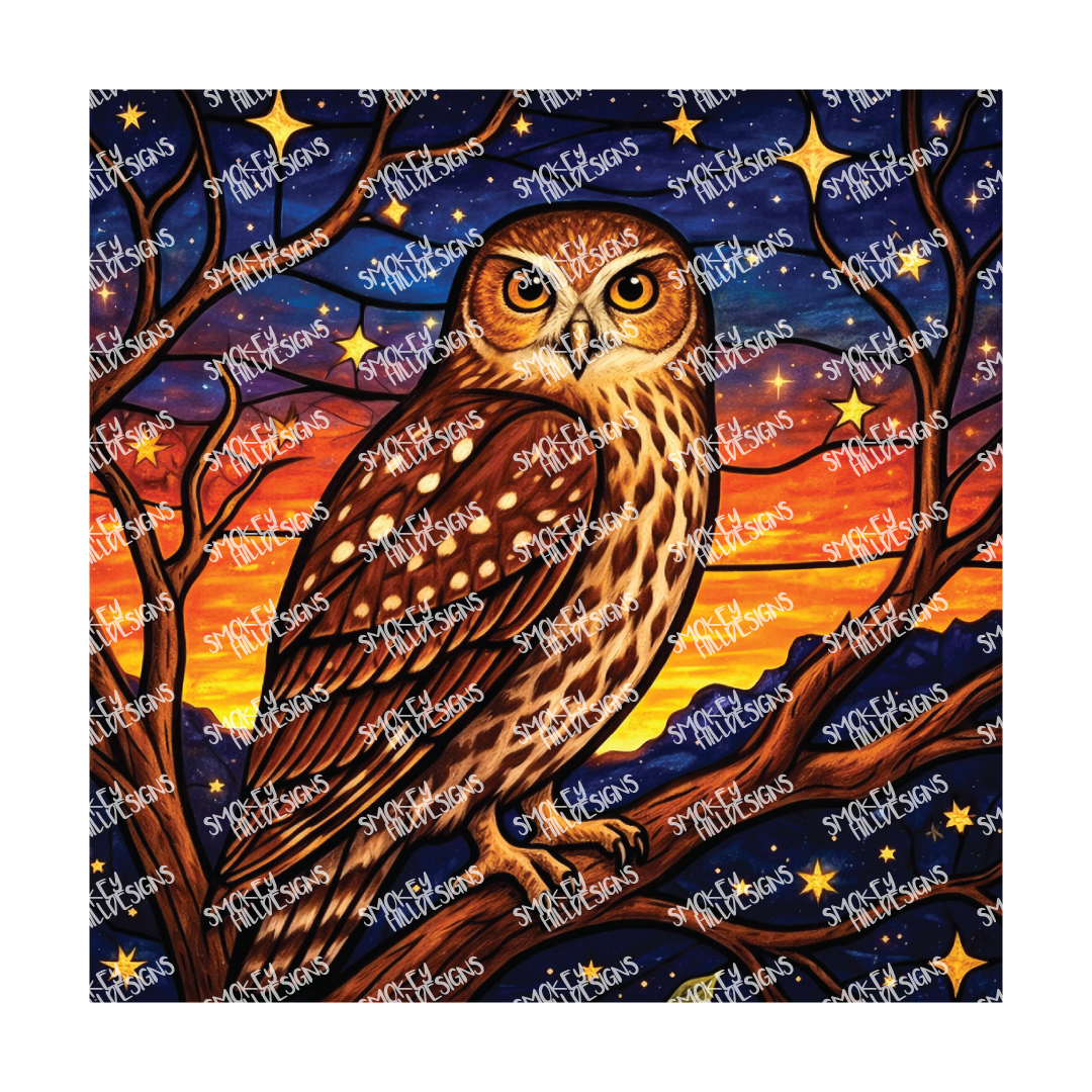 PatternPly® Transparent Birds Series Volume 2 Perched Owls 4 art scene artwork