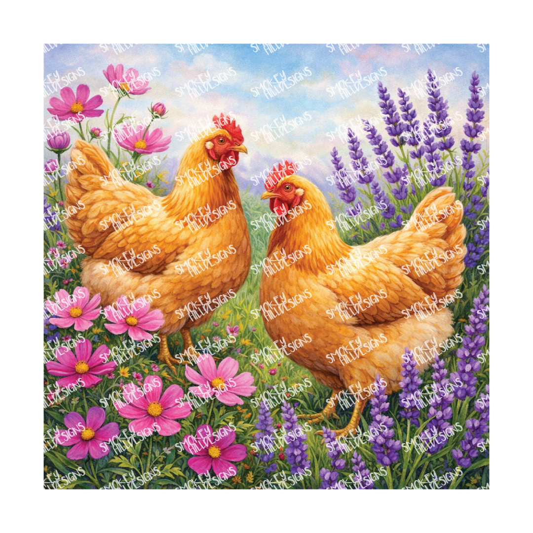 PatternPly® Full Coverage Birds Series Volume 3 Chickens and Roosters 11 art scene artwork