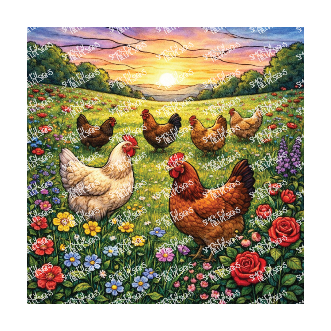 PatternPly® Transparent Birds Series Volume 3 Chickens and Roosters 1 art scene artwork