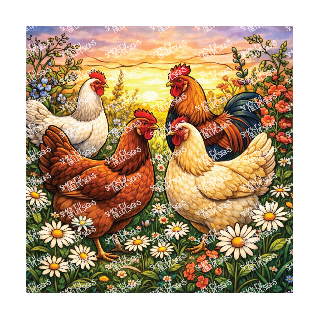 PatternPly® Transparent Birds Series Volume 3 Chickens and Roosters 20 art scene artwork